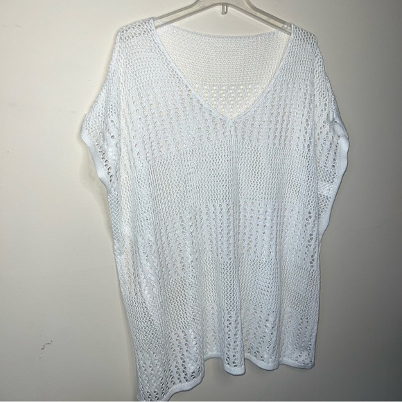 Shein Swim Cover Up White Boho Crochet Bohemian Tunic One Size - Picture 6 of 8
